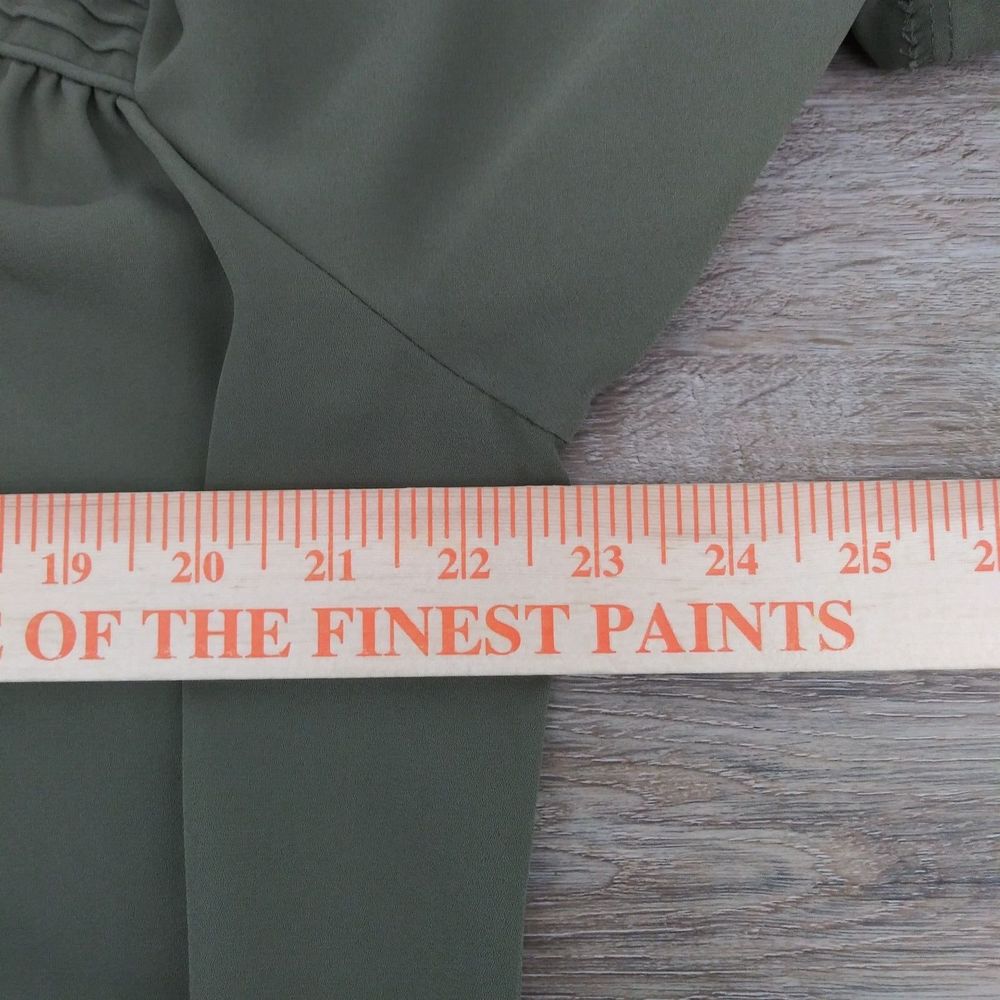 Black Rainn Shirt Women's Green Roll Tab Long Sleeve Button Up - Picture 4 of 8